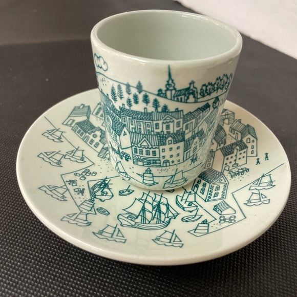 1970s Nymolle Art Faience Paul Hoyrup Ceramic Cup Saucer Set Denmark